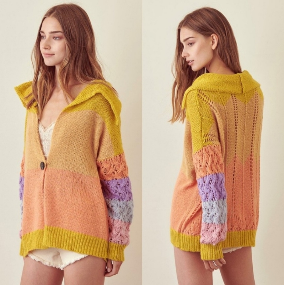 Last One HP x2❣️Color Block Cardigan - Picture 3 of 7